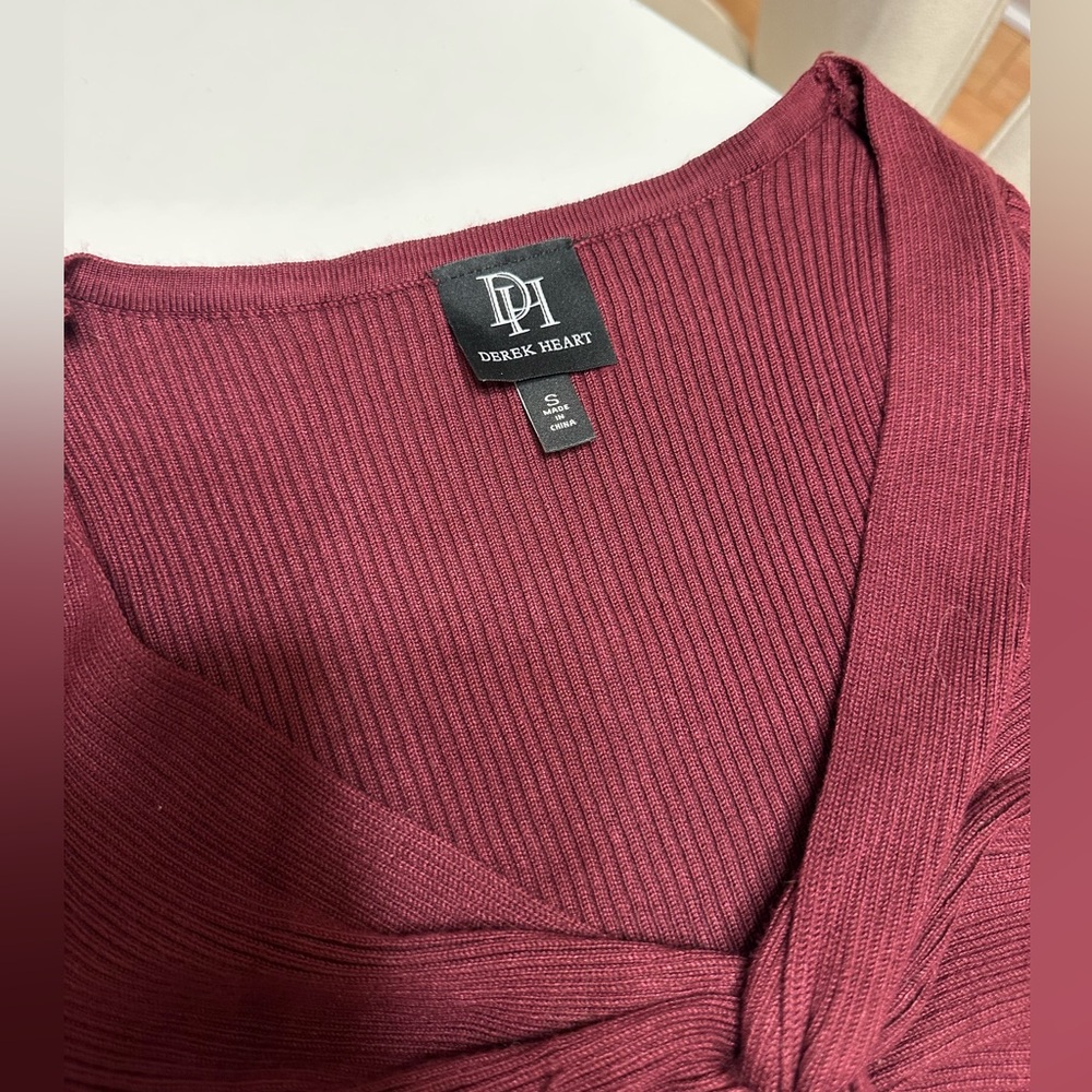 Derek Heart Maroon Long Sleeve Dress - Picture 4 of 6